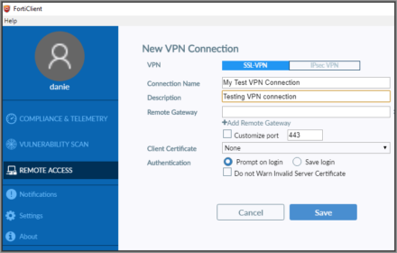 fortinet client windows 10 vpn local network disconnected