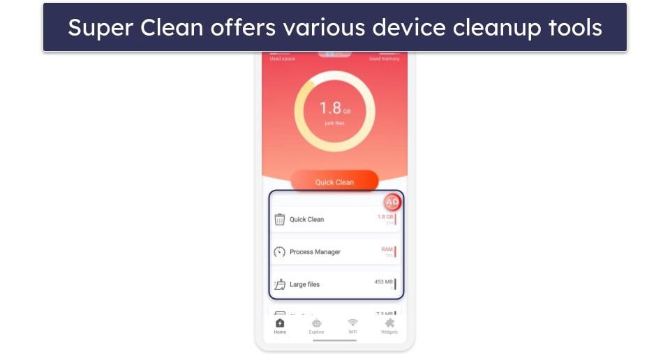 Super Clean-Master of Cleaner Security Features — No Security Features (But You Can Remove Junk Files)