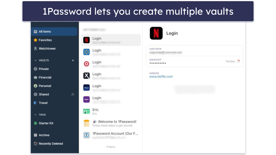 Basic Features — 1Password’s Password Sharing is Superior