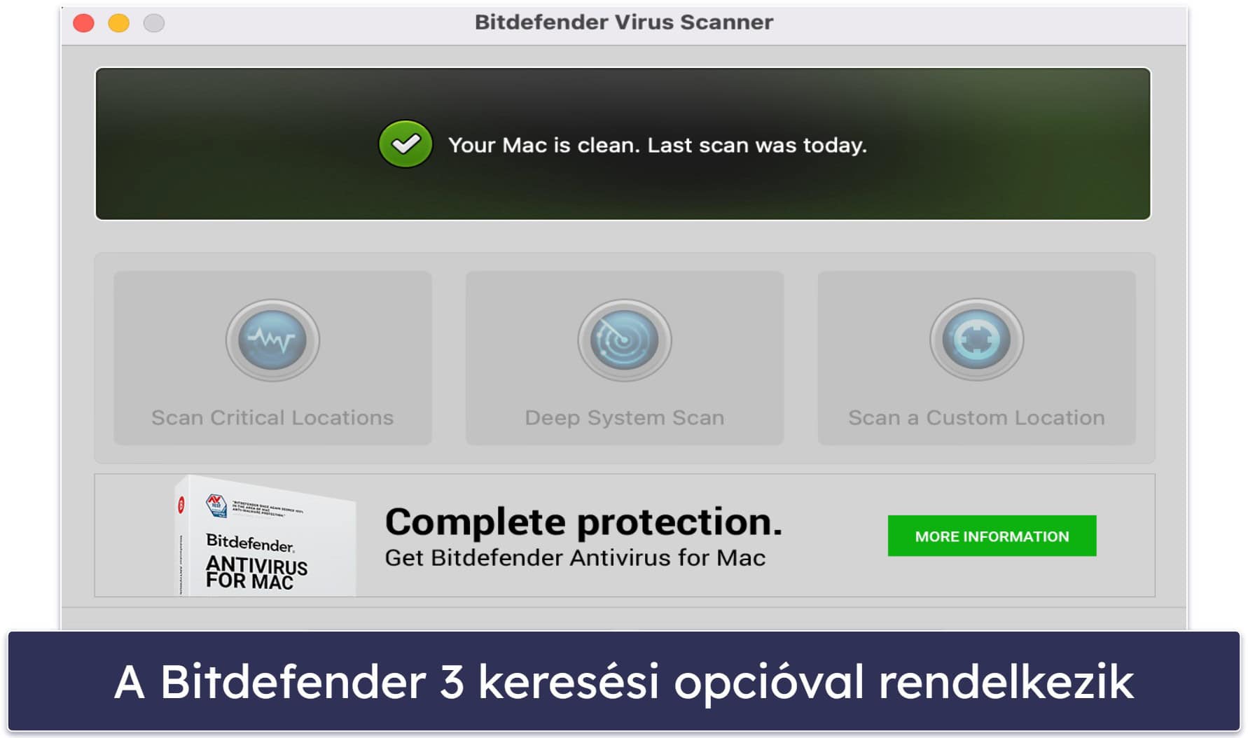 3.🥉 Bitdefender Virus Scanner for Mac — Kiváló felhőalapú malware-keresés
