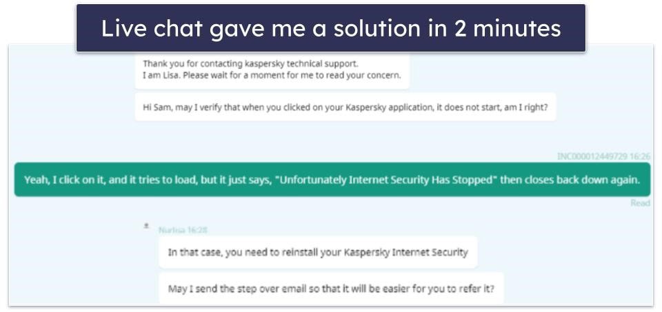 Kaspersky Customer Support — Quick Solutions Using Live Chat (2 Minute Wait Times!)