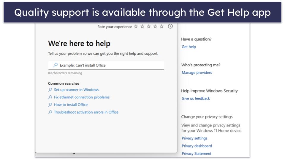 Windows Defender Customer Support — Good Range of Support Options (Uses Microsoft’s Support Network)