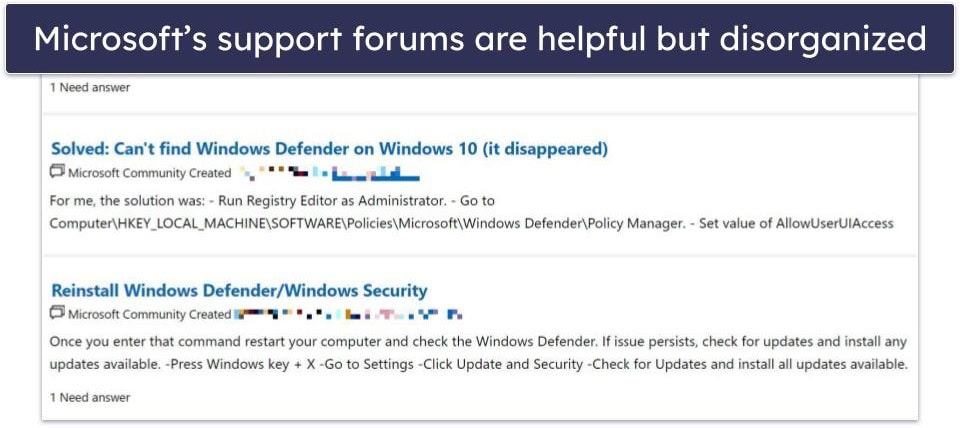 Windows Defender Customer Support — Good Range of Support Options (Uses Microsoft’s Support Network)