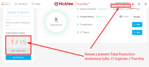 mcafee true key premium code