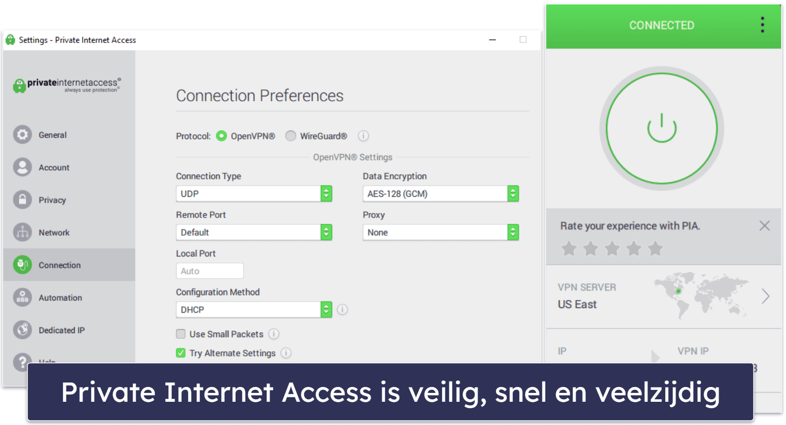🥇1. Private Internet Access —  hoogst gewaardeerde VPN met een gebruiksvriendelijke antivirus-add-on