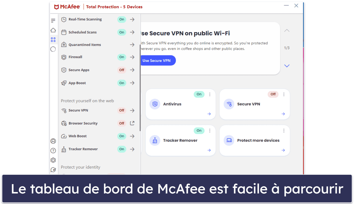 🥉3. McAfee : une excellente protection Web et un VPN de qualité pour les débutants