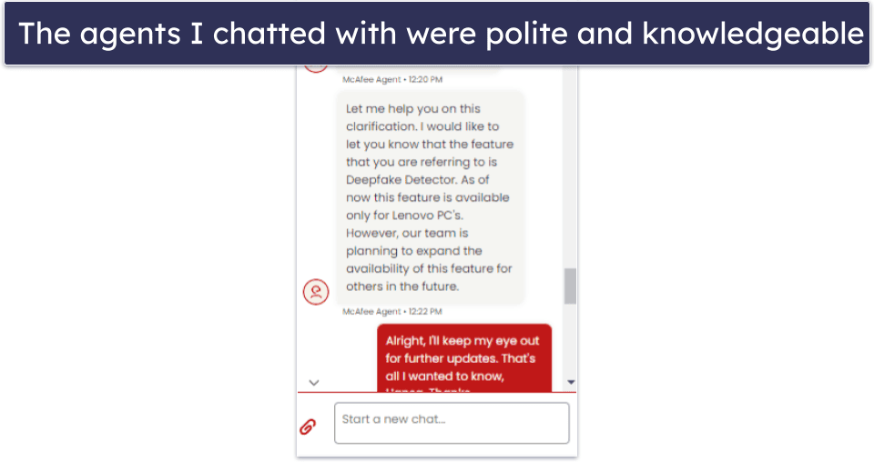 McAfee Customer Support — Helpful Live Chat, Comprehensive Knowledge Base &amp; Good Phone Support