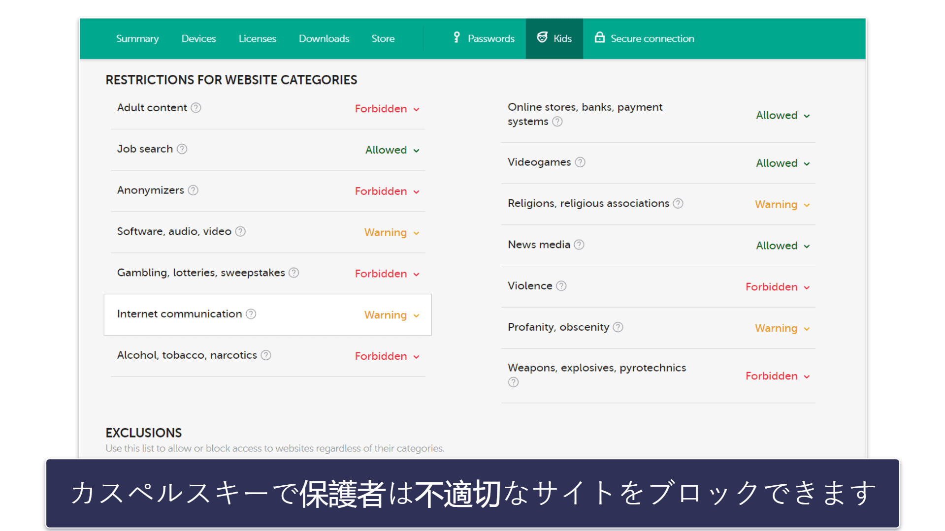 8. カスペルスキー：より高度なペアレンタルコントロール、安全にお金の取引ができることも魅力的