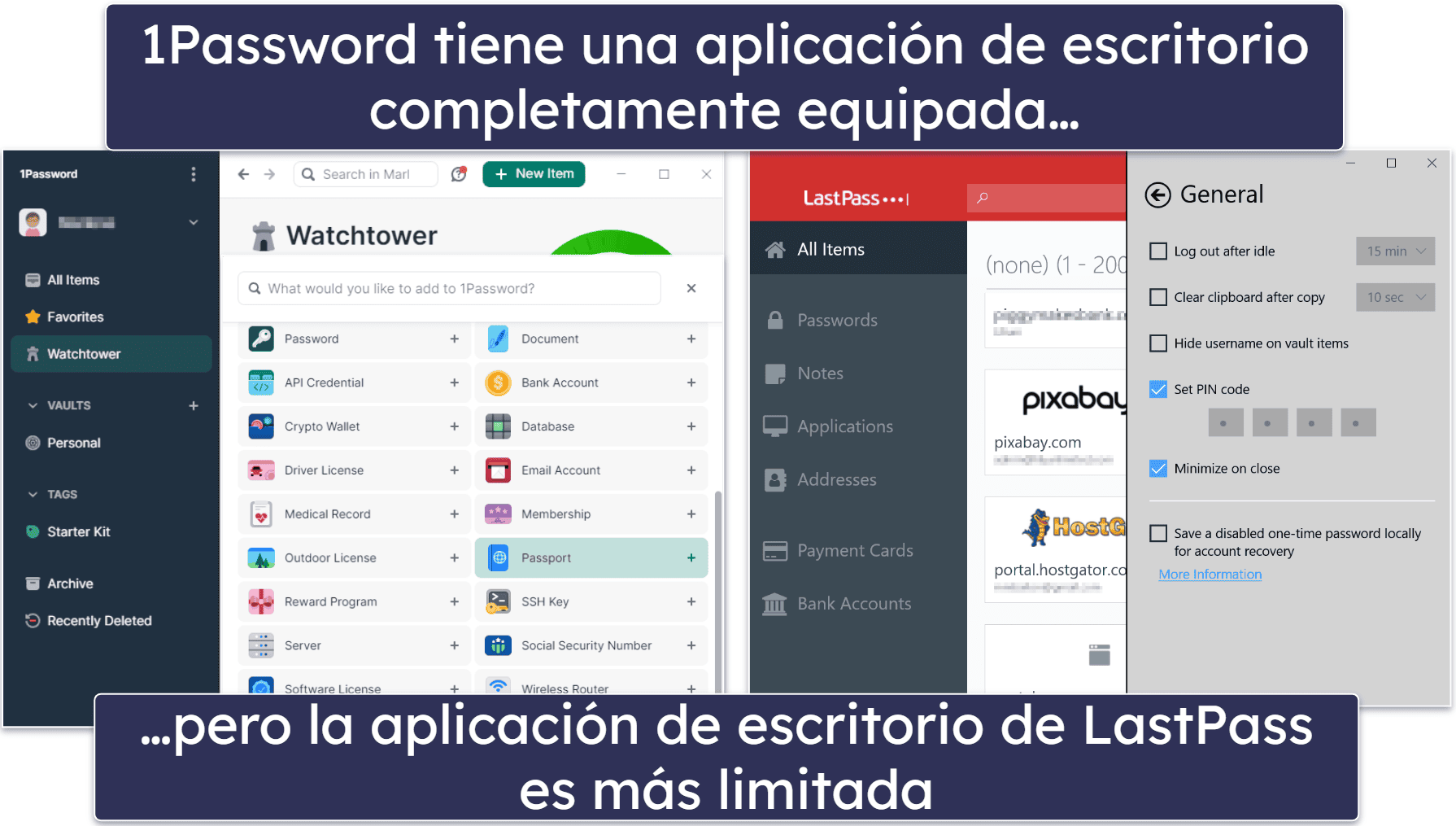 Aplicaciones y extensiones de navegador: 1Password tiene aplicaciones más intuitivas