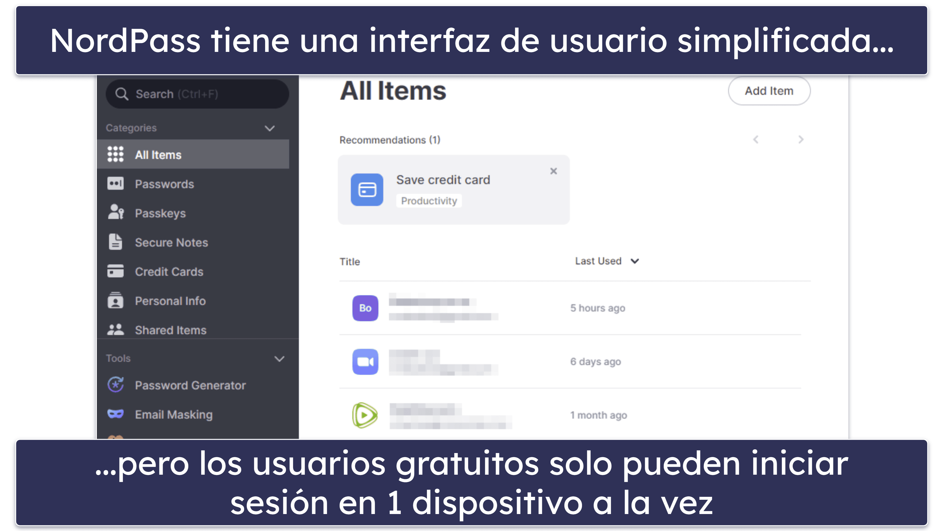 4.NordPass — interfaz muy intuitiva + sincronización multidispositivo