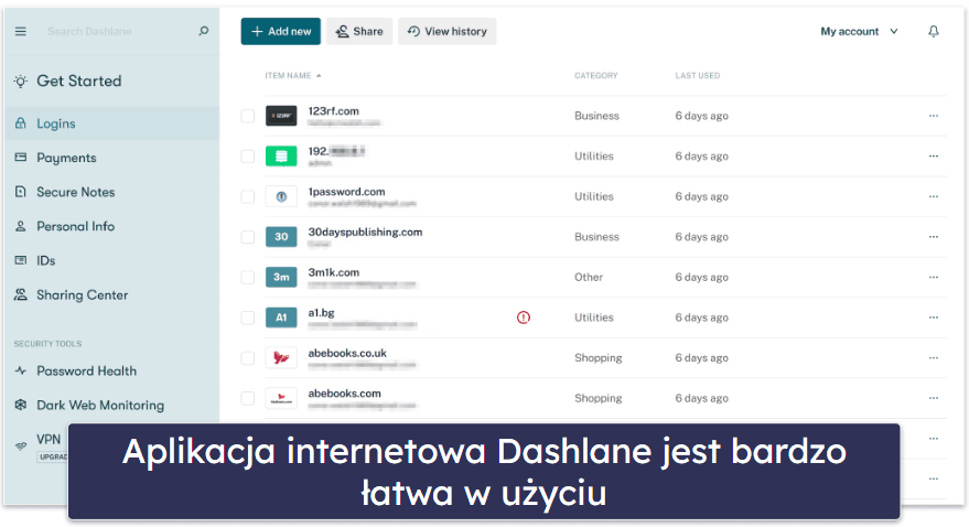 🥇1. Dashlane — Najlepszy ogólnie, darmowy menedżer haseł w 2024