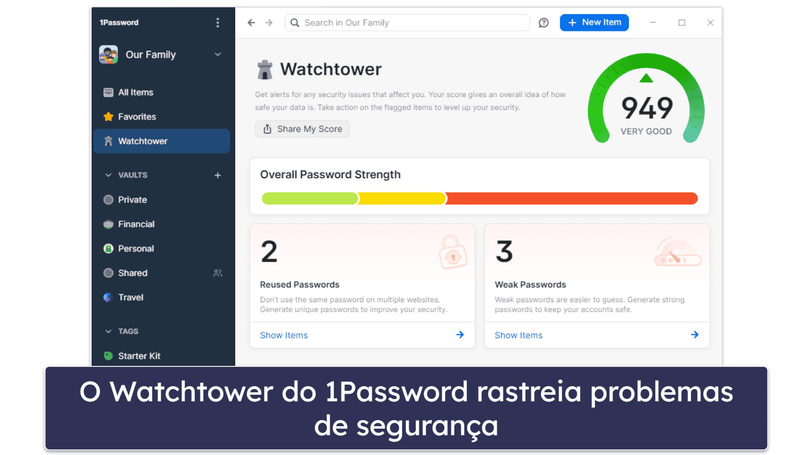 🥈2. 1Password: completo em recursos e excelente para famílias (mas não é gratuito)