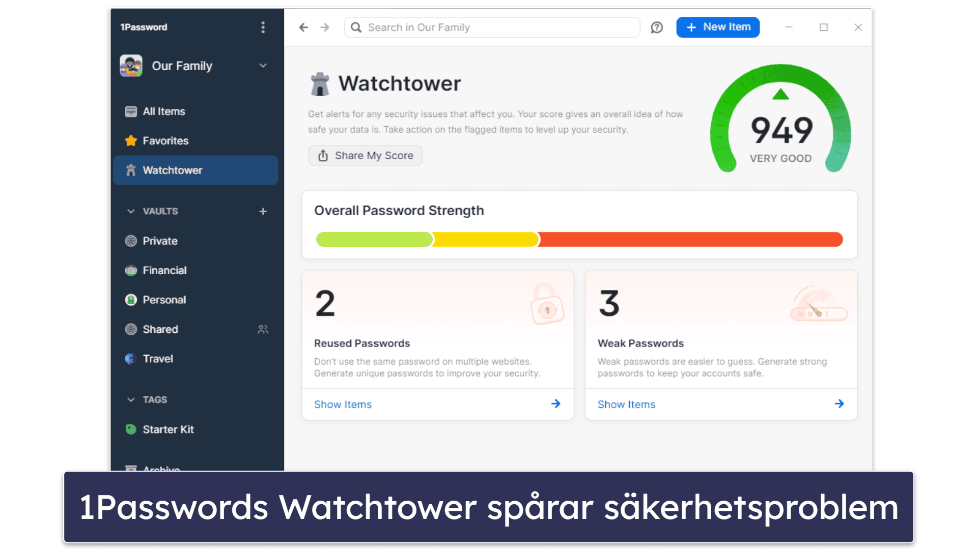 🥈2.1Password — Funktionsrikt och bra för familjer (men det är inte gratis)