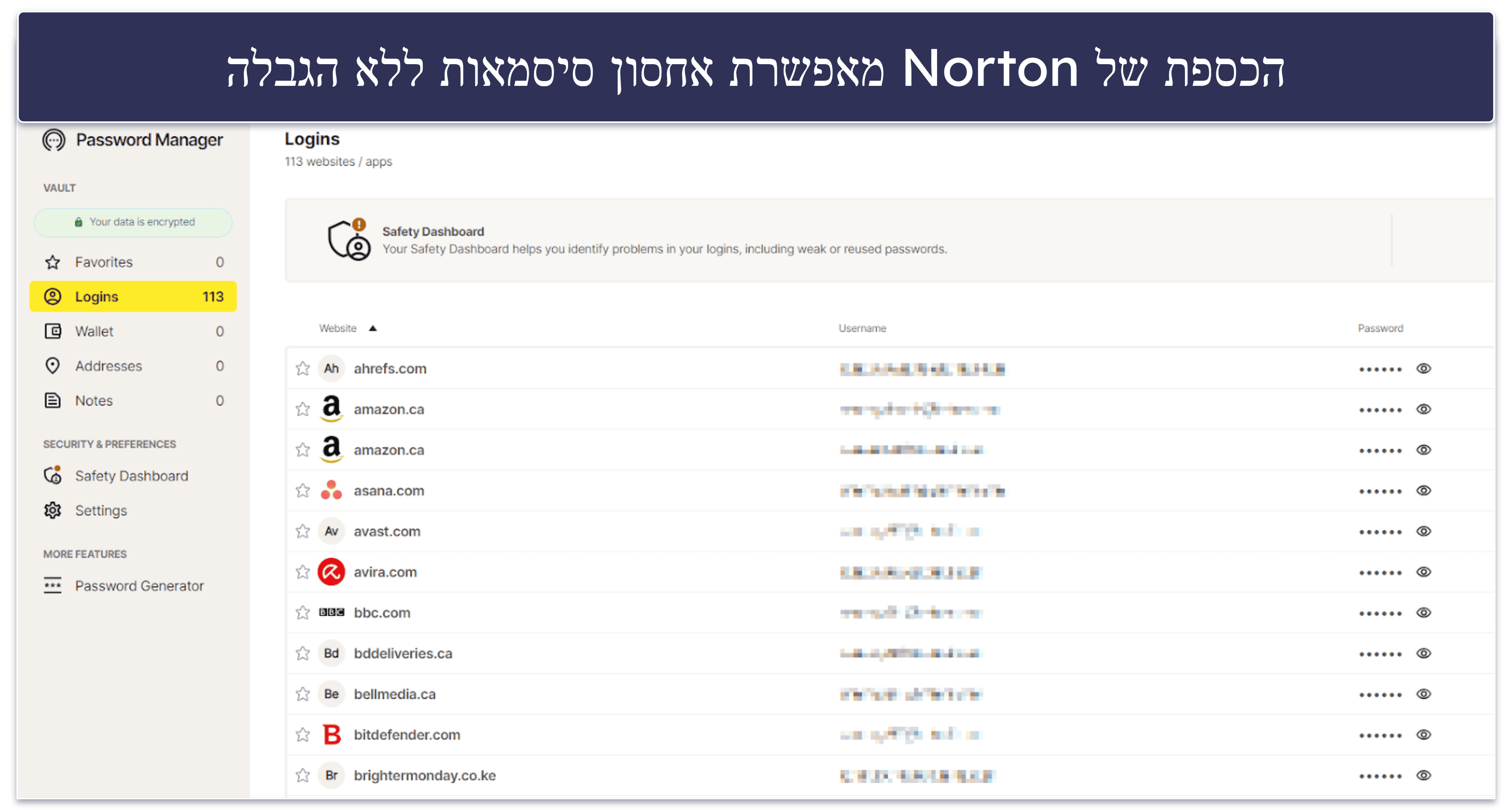 7. Norton Password Manager — מנהל סיסמאות טוב עם תוכניות אנטי-וירוס מעולות