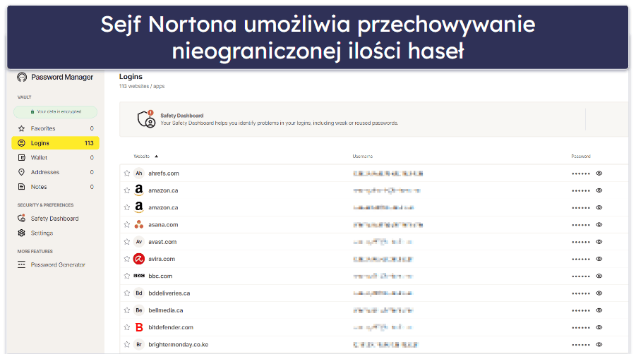 7. Norton Password Manager — Dobry menedżer haseł z doskonałymi planami antywirusowymi