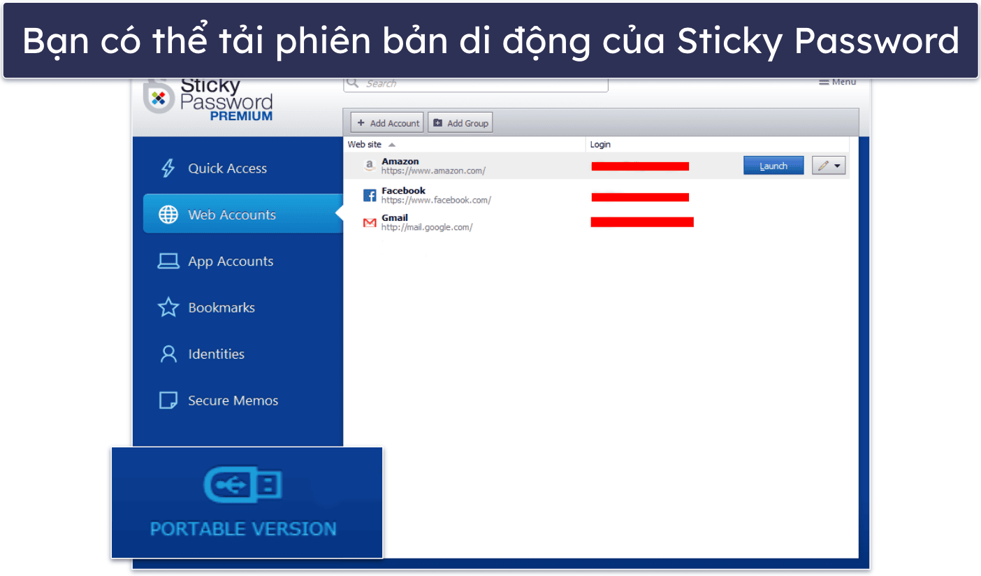 10. Sticky Password – Khả năng tương thích trình duyệt cao + phiên bản USB di động