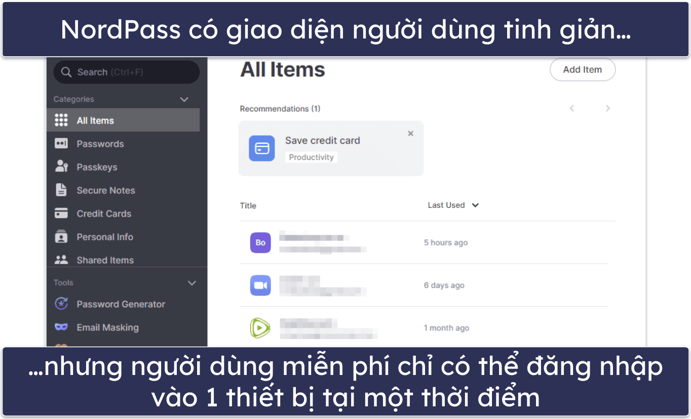 4. NordPass – Giao diện rất trực quan + đồng bộ hóa nhiều thiết bị