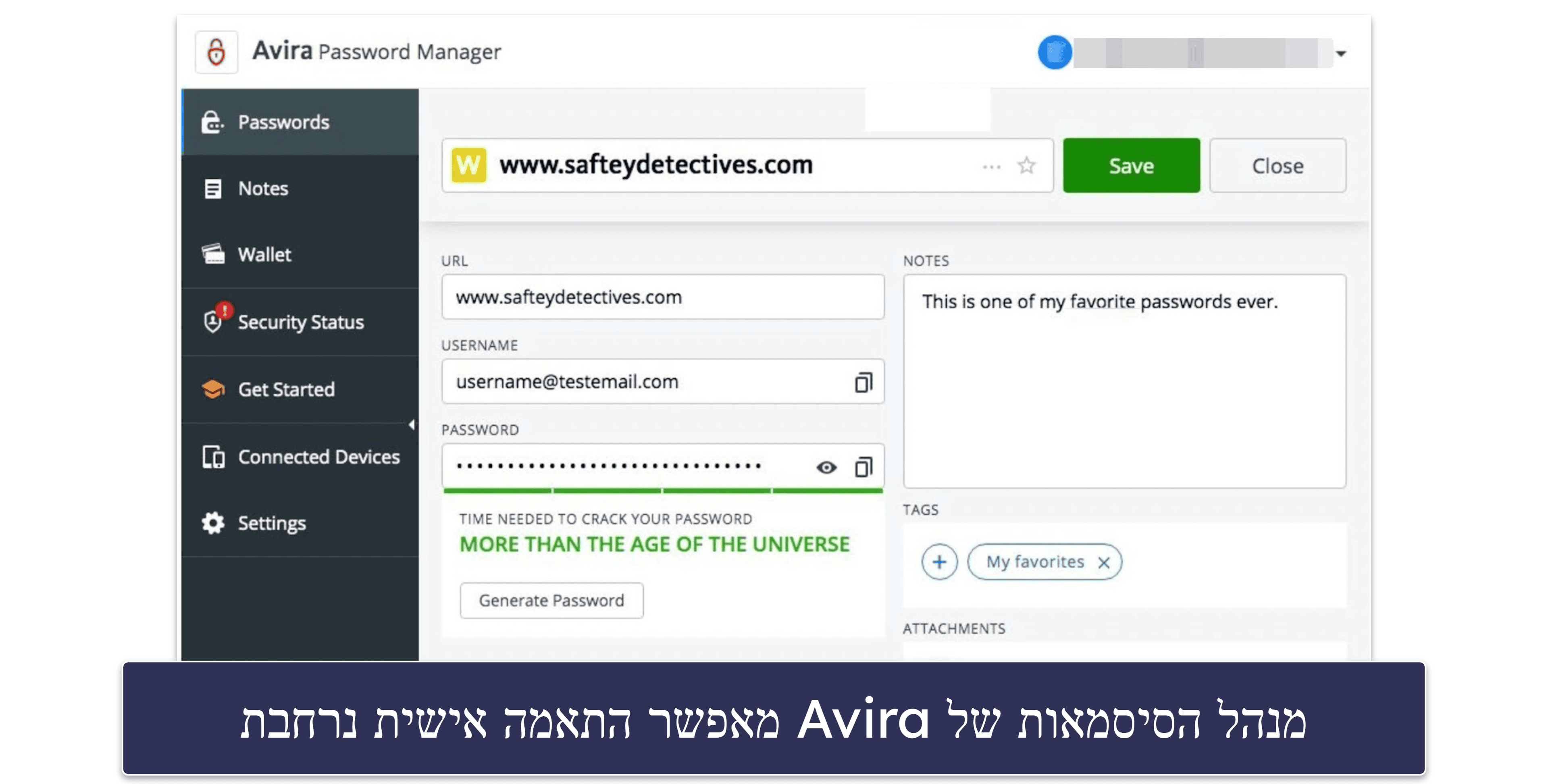 9. Avira Password Manager Free — אחסון סיסמאות ללא הגבלה במספר בלתי מוגבל של מכשירים