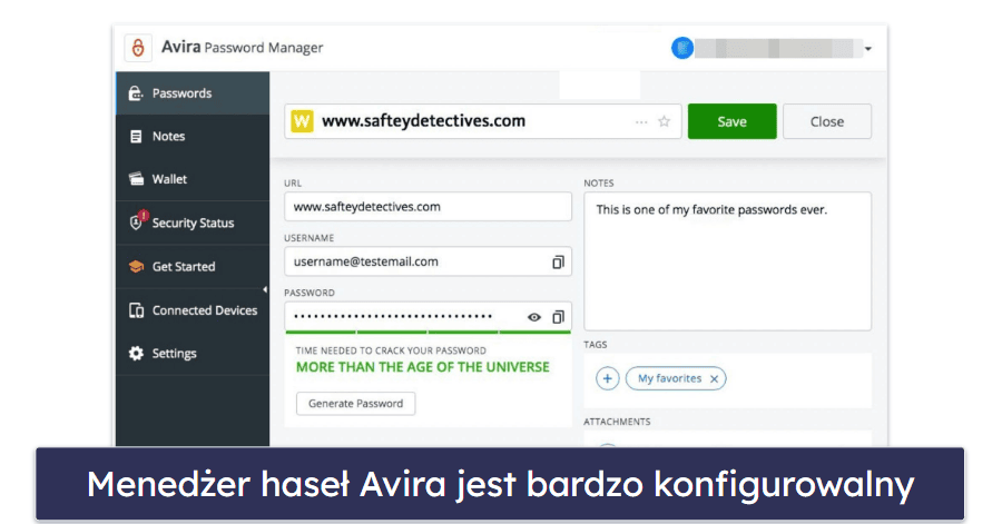 9. Avira Password Manager Free — Nieograniczone przechowywanie haseł na nieograniczonej liczbie urządzeń