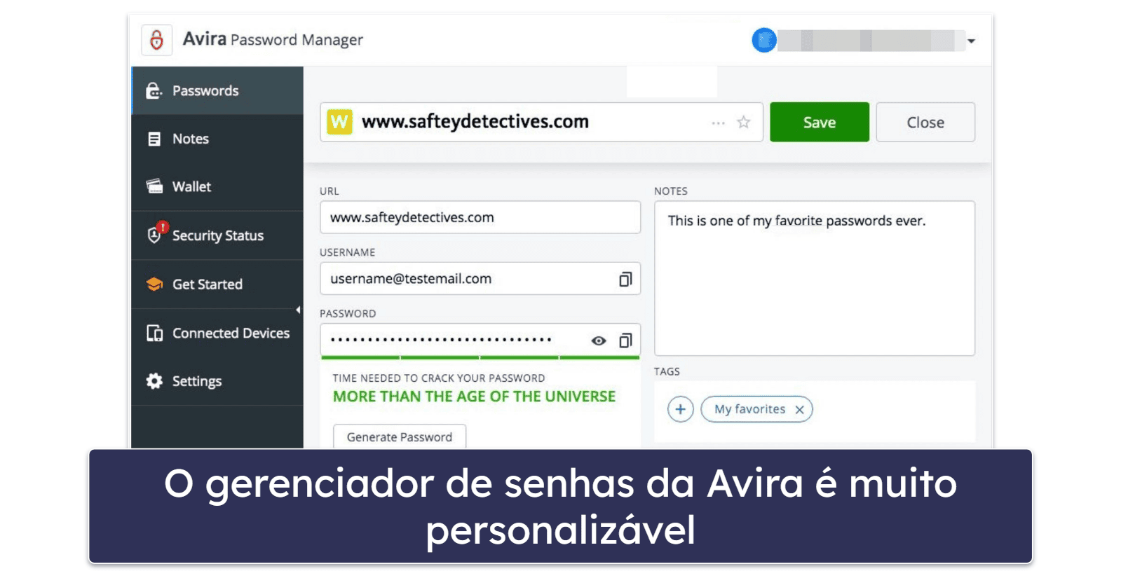 9. Avira Password Manager Free: armazenamento ilimitado de senhas em dispositivos ilimitados