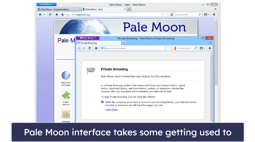 #5. Pale Moon — Open-Source Browser with Tons of Customization Options for Advanced Users