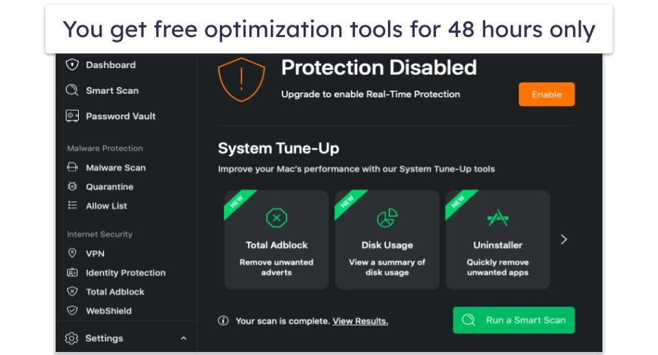 2.🥈 TotalAV Free Antivirus — Good Antivirus Scanner &amp; Limited Mac Speedup Tools