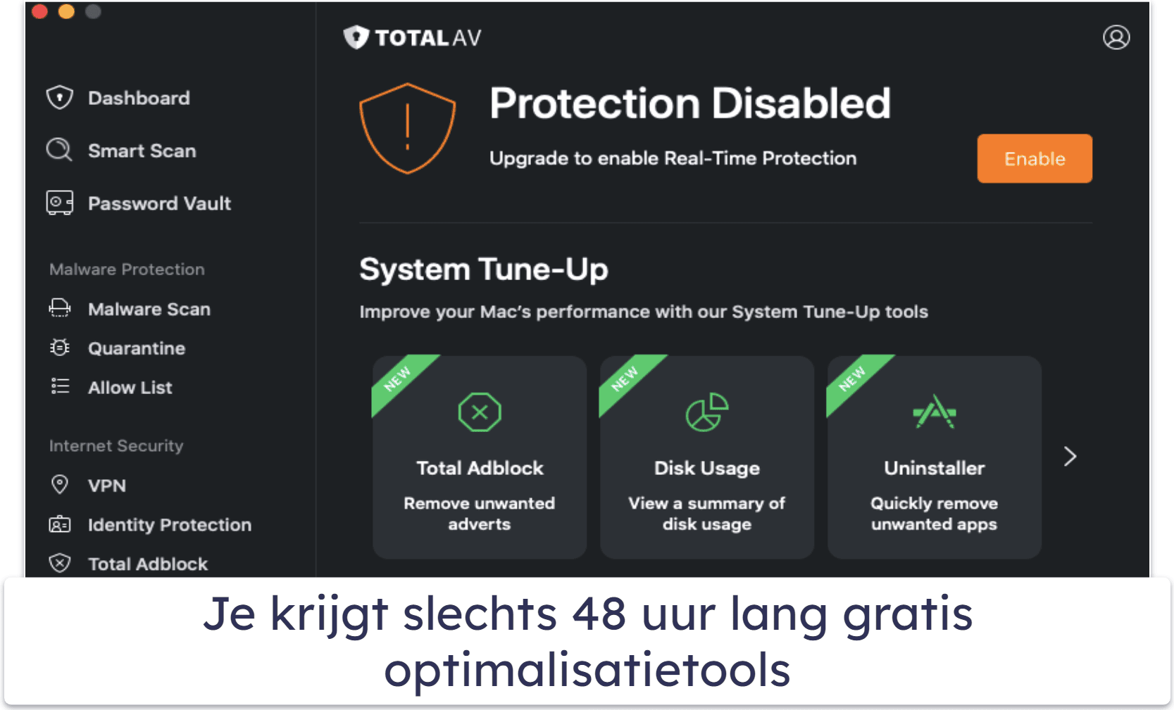 2.🥈 TotalAV Free Antivirus — Goede antivirusscanner en beperkte Mac-versnellingstools