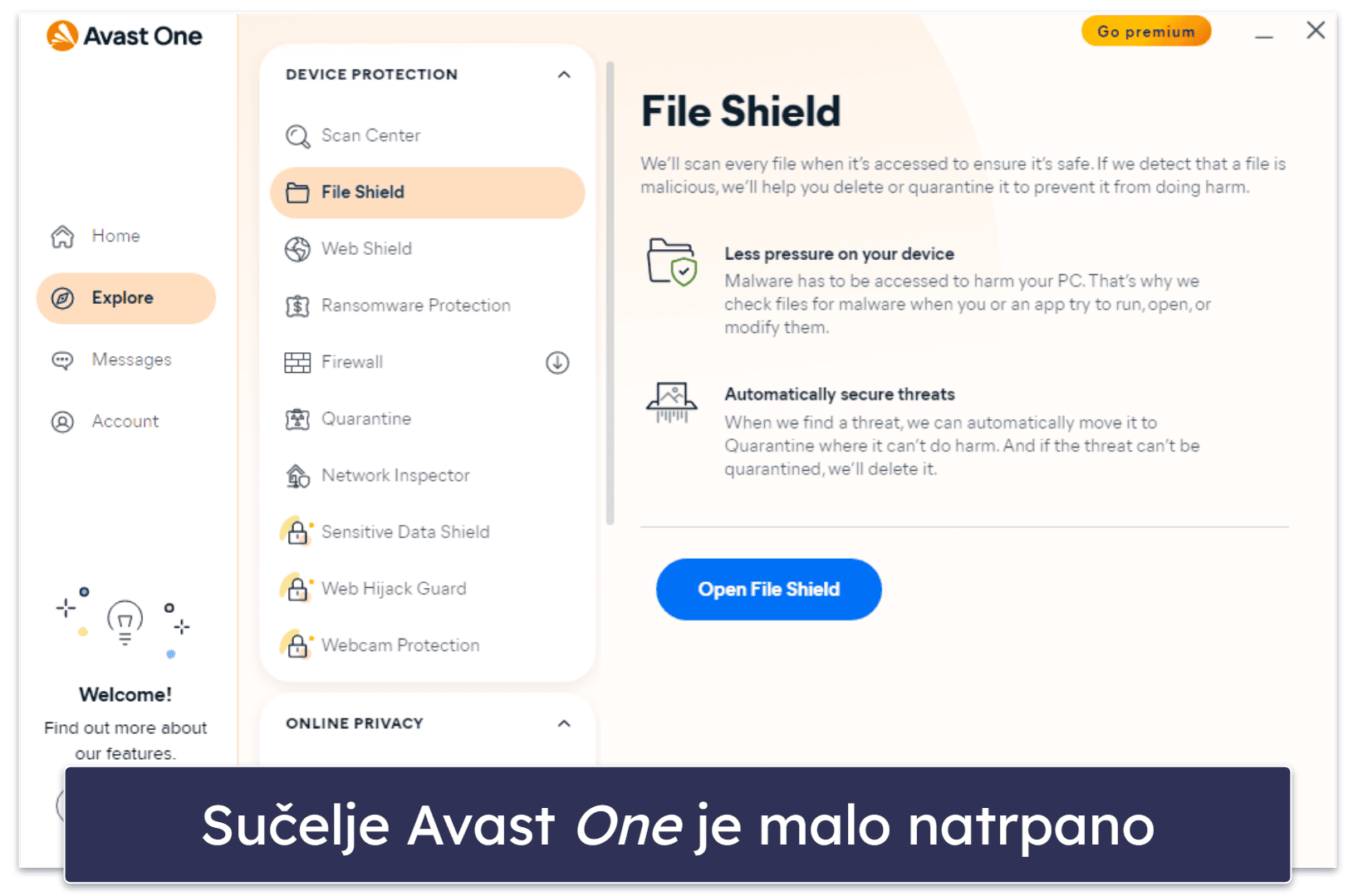 5. Avast One Essential – učinkovit antivirusni program sa zgodnim alatima za privatnost