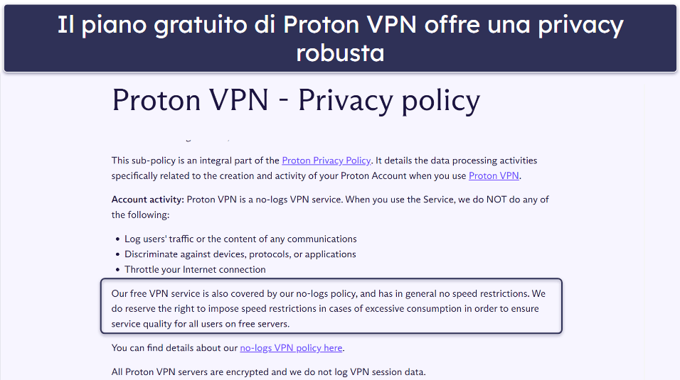 🥈2. Proton VPN – Ottimo piano gratuito con dati illimitati e alte velocità