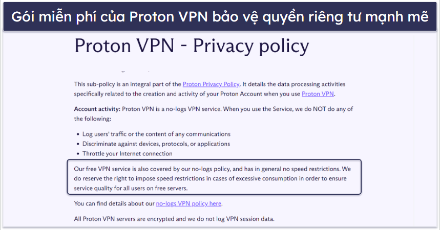 🥈2. Proton VPN — Gói miễn phí tuyệt vời với dữ liệu không giới hạn + tốc độ rất nhanh