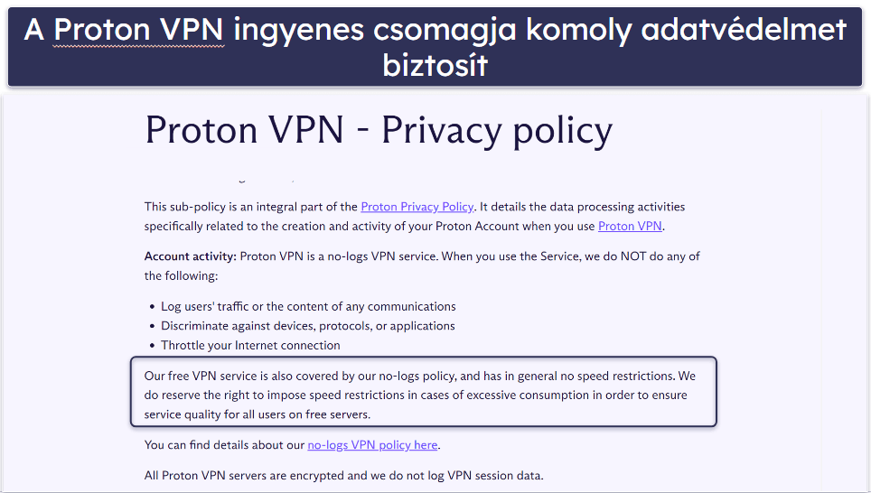 🥈2. Proton VPN — Kiváló ingyenes csomag korlátlan adatforgalommal + nagyon jó sebesség