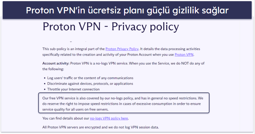 🥈2. Proton VPN — Veri Kotası Yok, Ücretsiz, Çok Hızlı