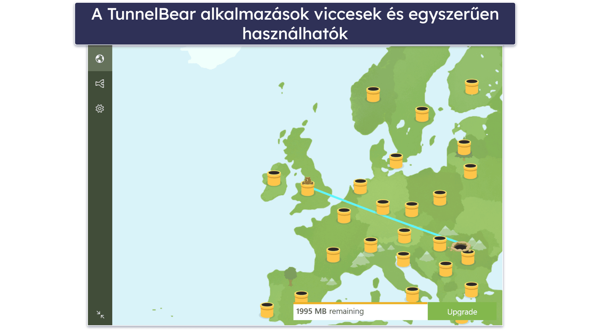 Bónusz. TunnelBear — Kiváló ingyenes VPN új felhasználóknak