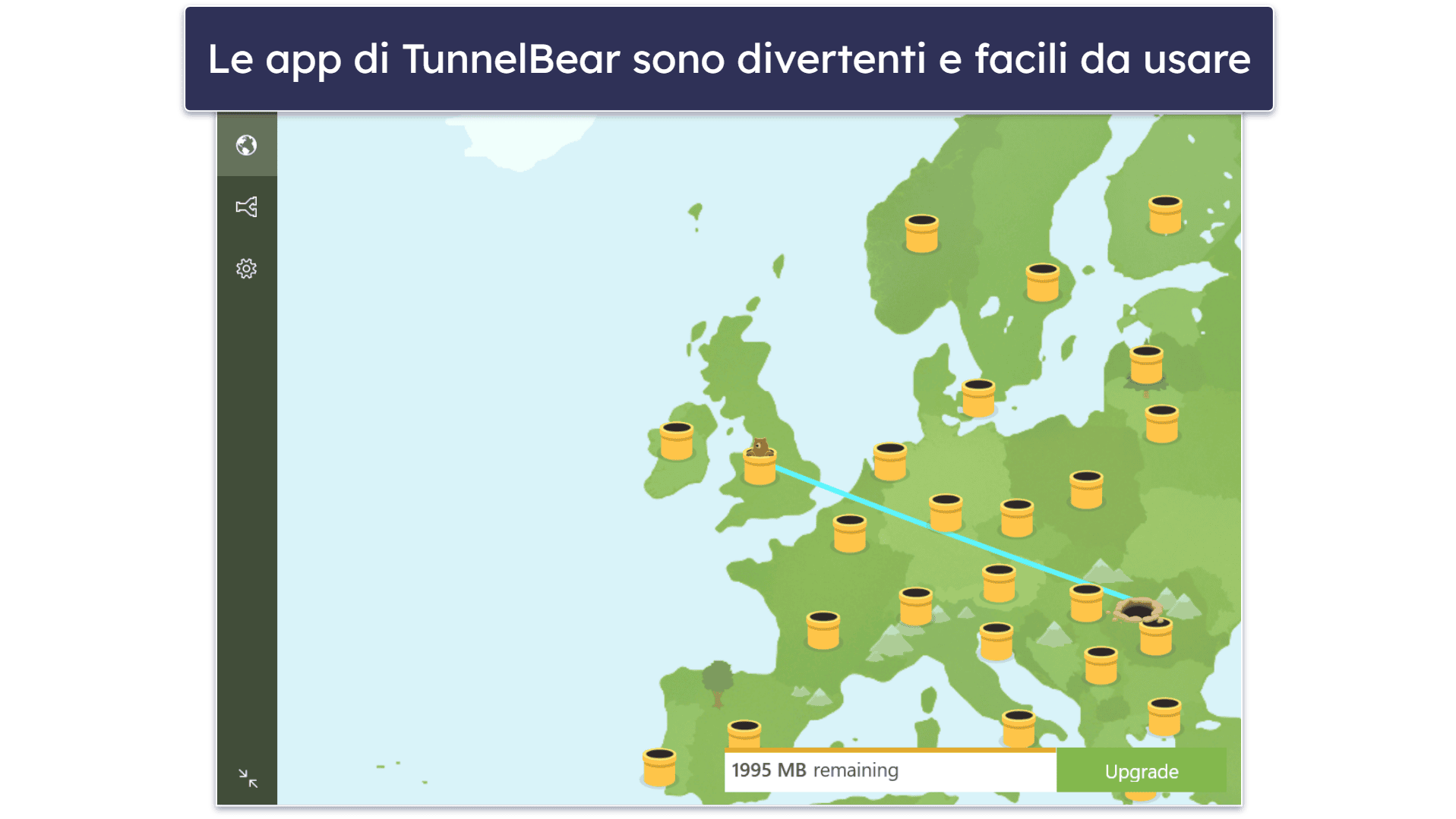 Bonus. TunnelBear — VPN gratuita davvero ottima per gli utenti alle prime armi