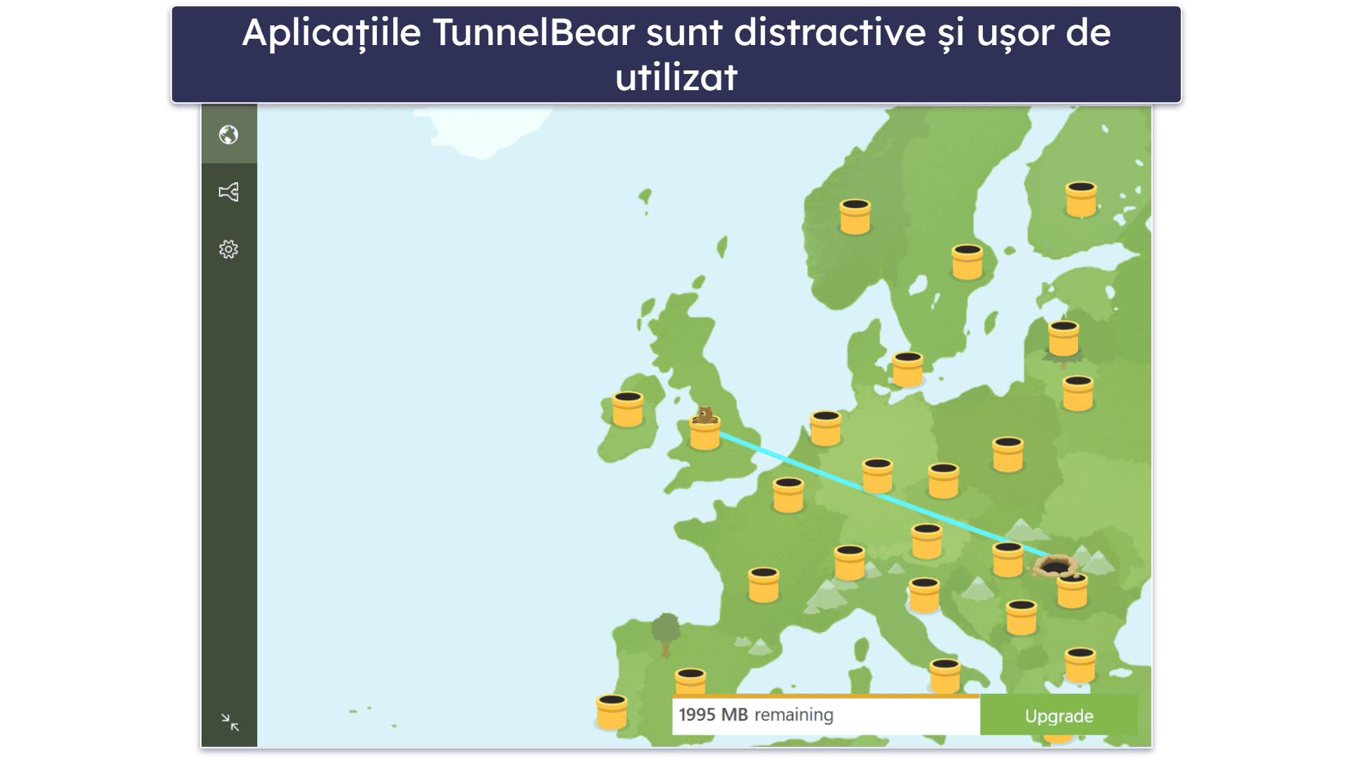 7. TunnelBear — VPN gratuit foarte bun pentru începători