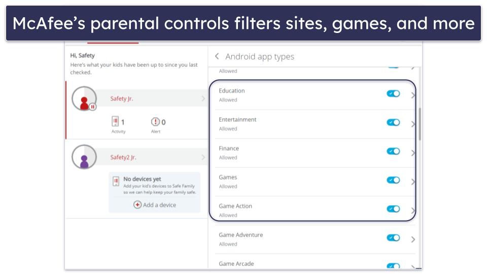 4. McAfee — Best Parental Controls for Gamers