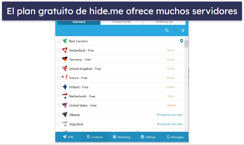 🥉 3. hide.me: excelente VPN gratis con muchas regiones con servidores VPN gratis