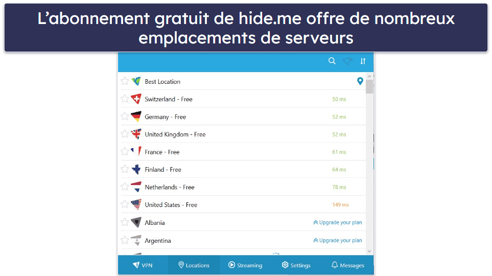 🥉3. hide.me — Un excellent VPN gratuit avec de nombreux emplacements de serveurs gratuits