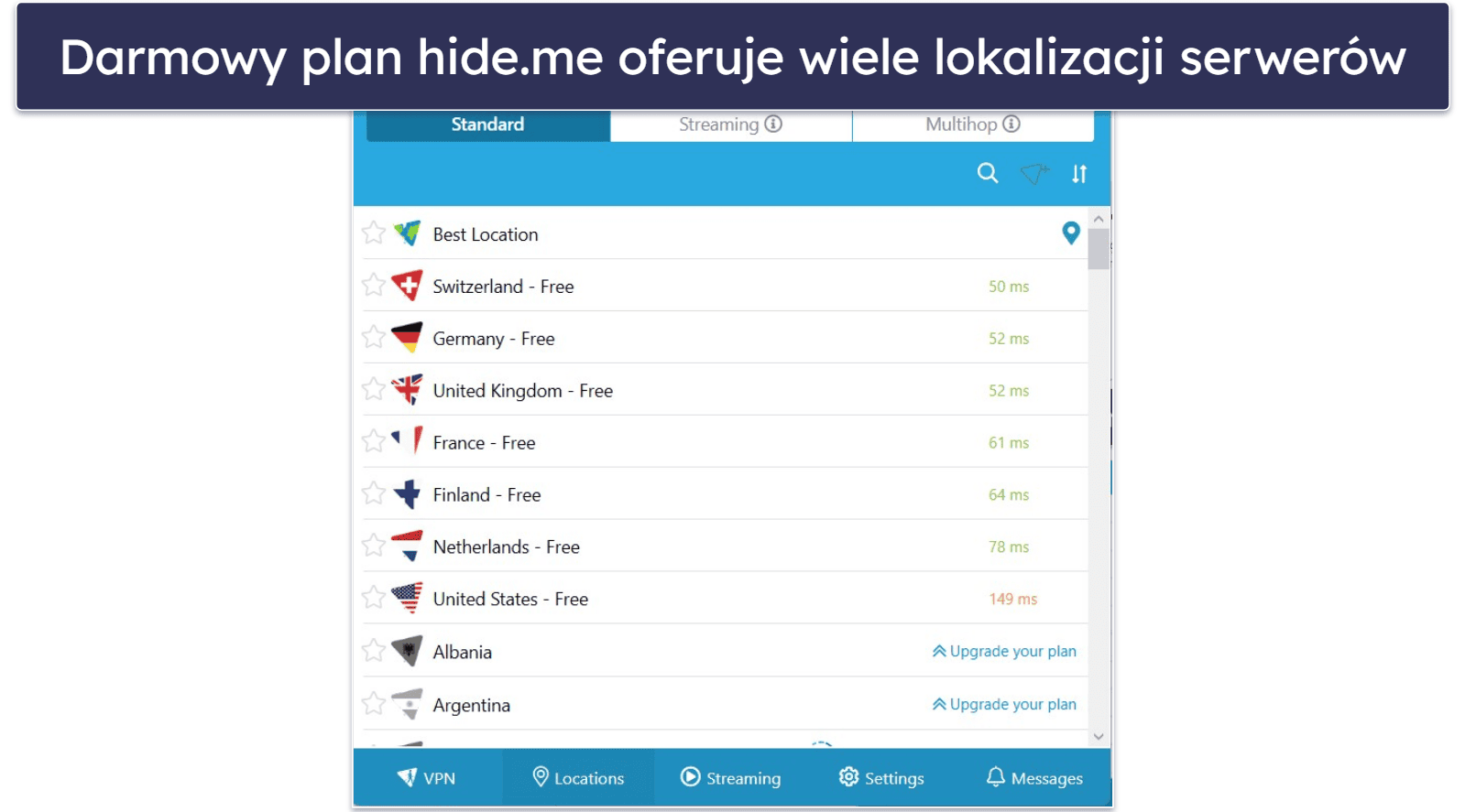 🥉 3. hide.me — świetny darmowy VPN na komputer z wieloma darmowymi lokalizacjami serwerów