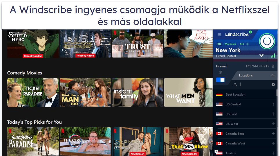 5. Windscribe — Elfogadható ingyenes VPN streameléshez