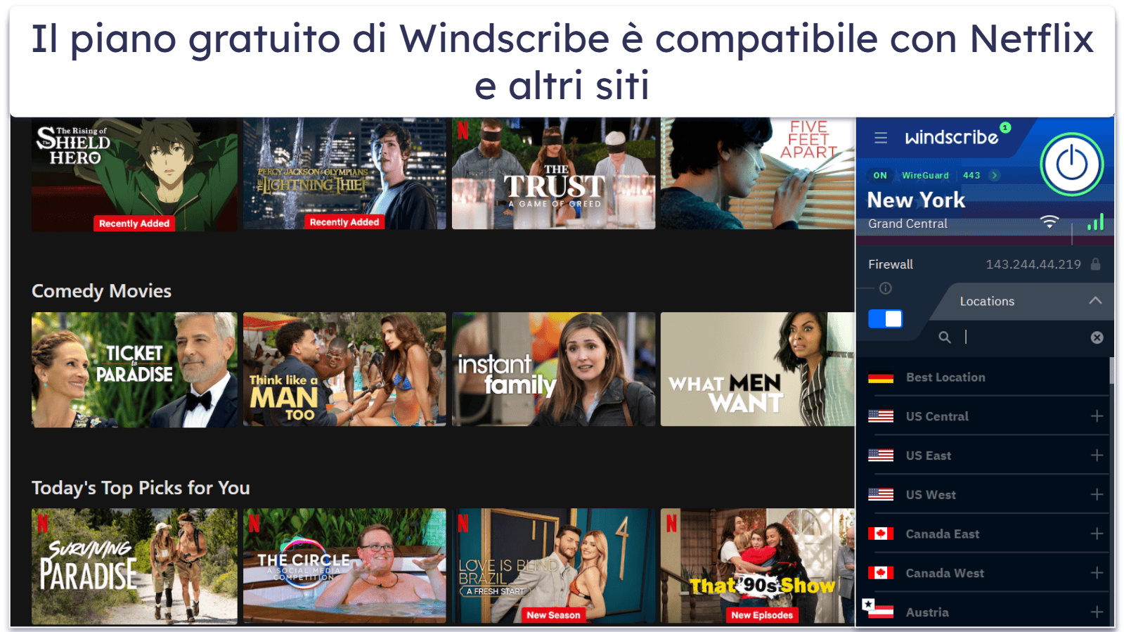 5. Windscribe — VPN gratuita di discreto livello per lo streaming