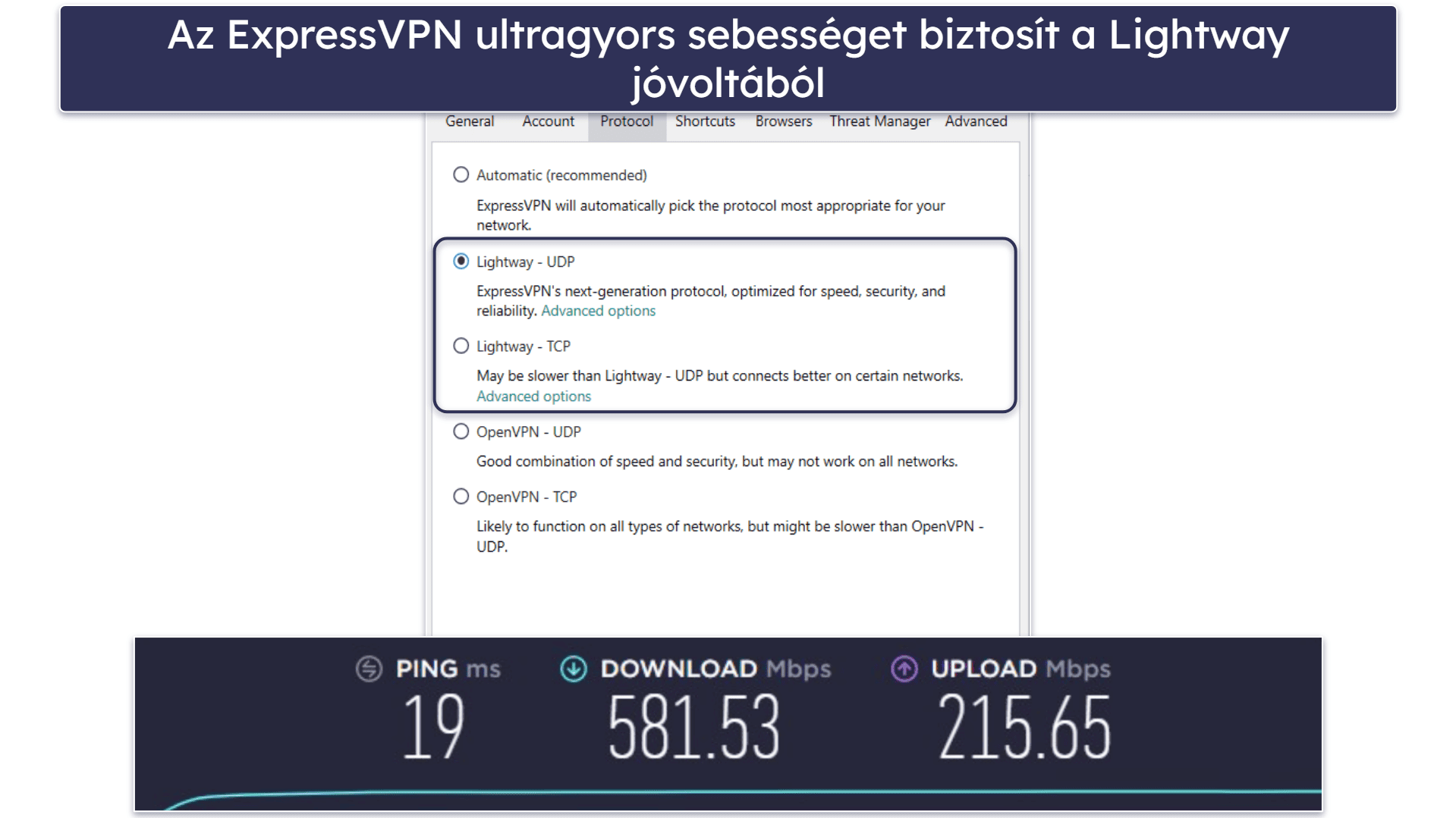 🥇1. ExpressVPN — 2024 legjobb átfogó VPN-je