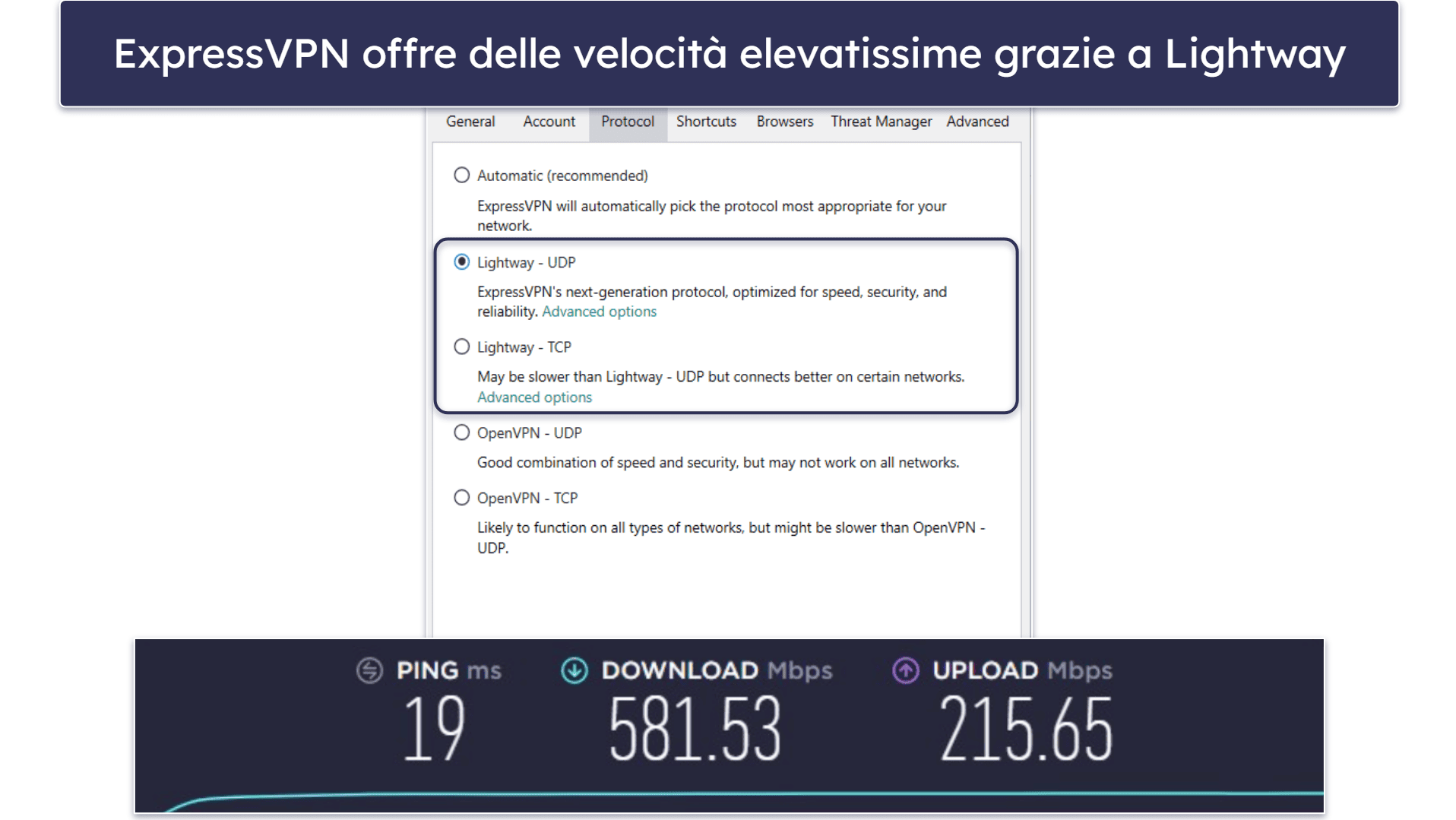 🥇1. ExpressVPN — Complessivamente, la miglior VPN del 2024