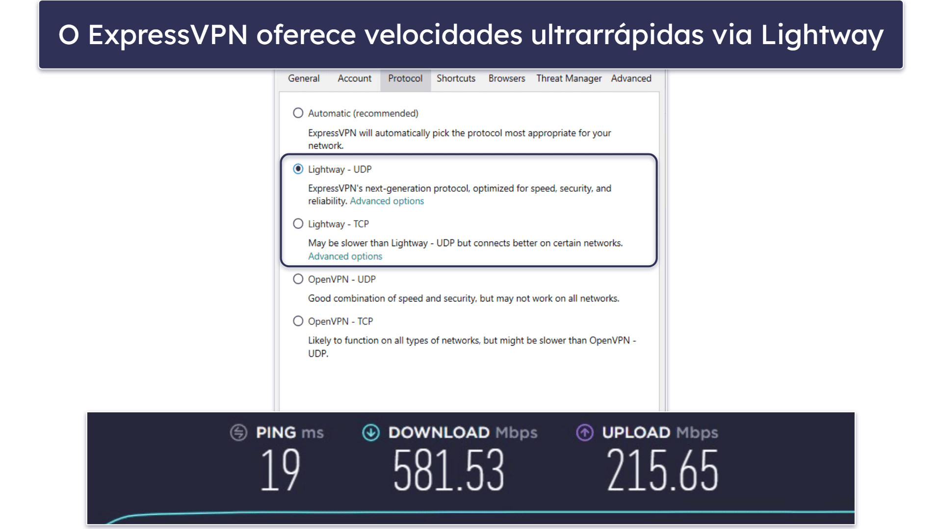 🥇1. ExpressVPN — Melhor VPN geral em 2024