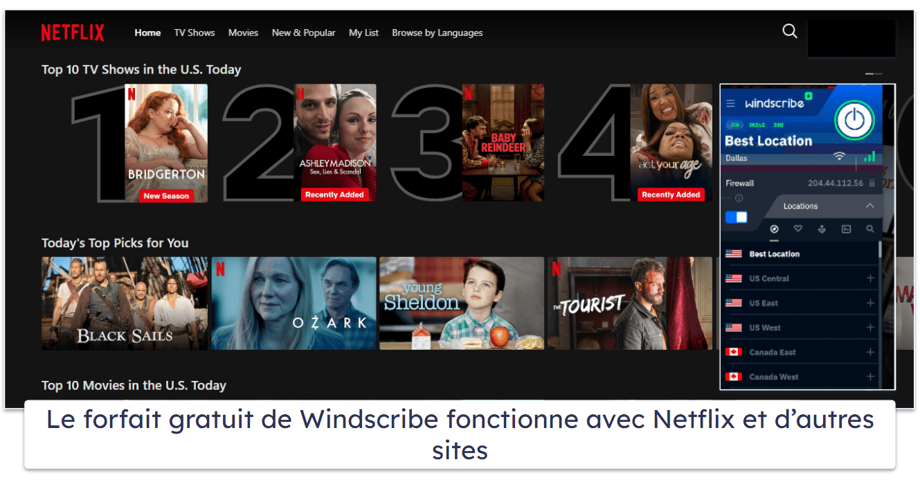 5. Windscribe — un VPN gratuit correct pour le streaming