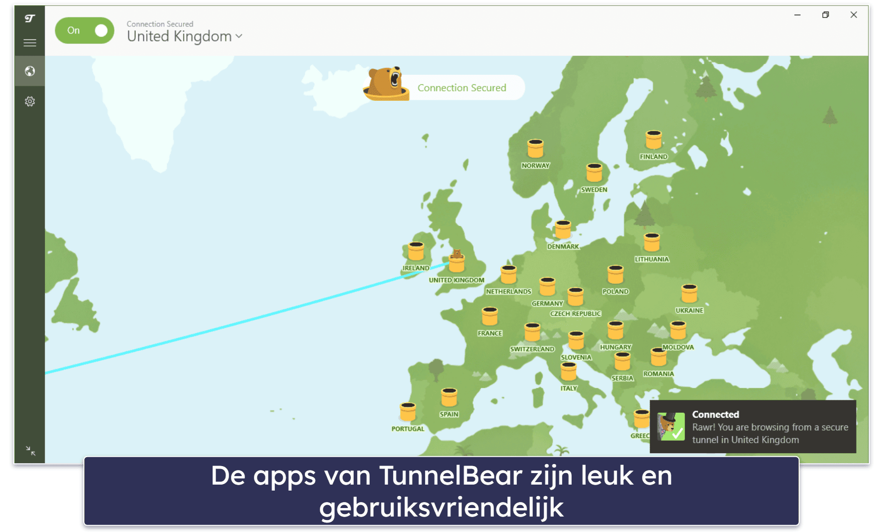 7. TunnelBear — Zeer goede gratis VPN voor nieuwe gebruikers