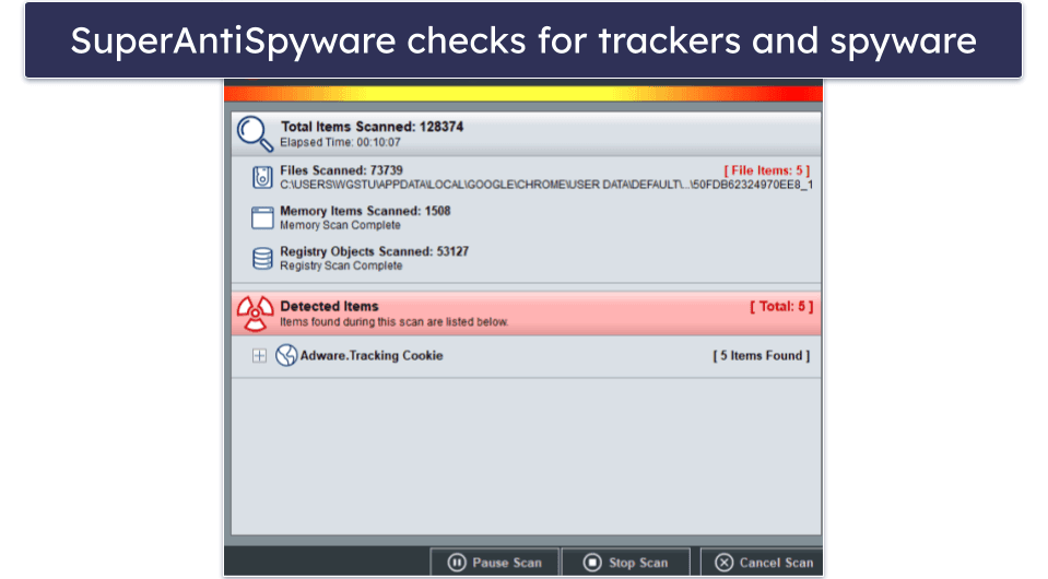 10. SUPERAntiSpyware — Best for Additional Spyware Protection