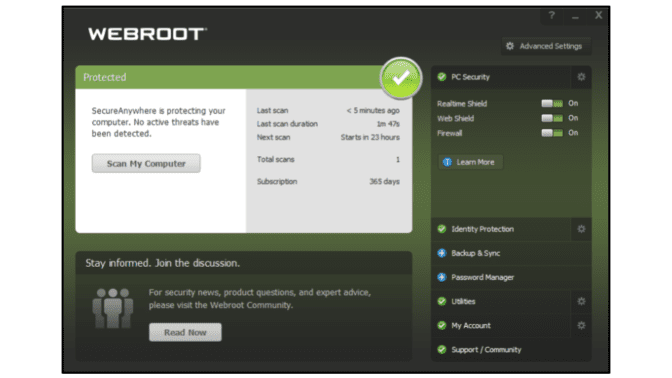 webroot free cloud