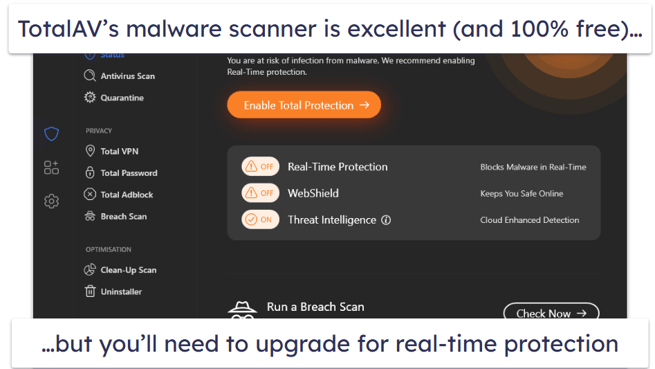 4. TotalAV Free Antivirus — Most Intuitive Free Antivirus