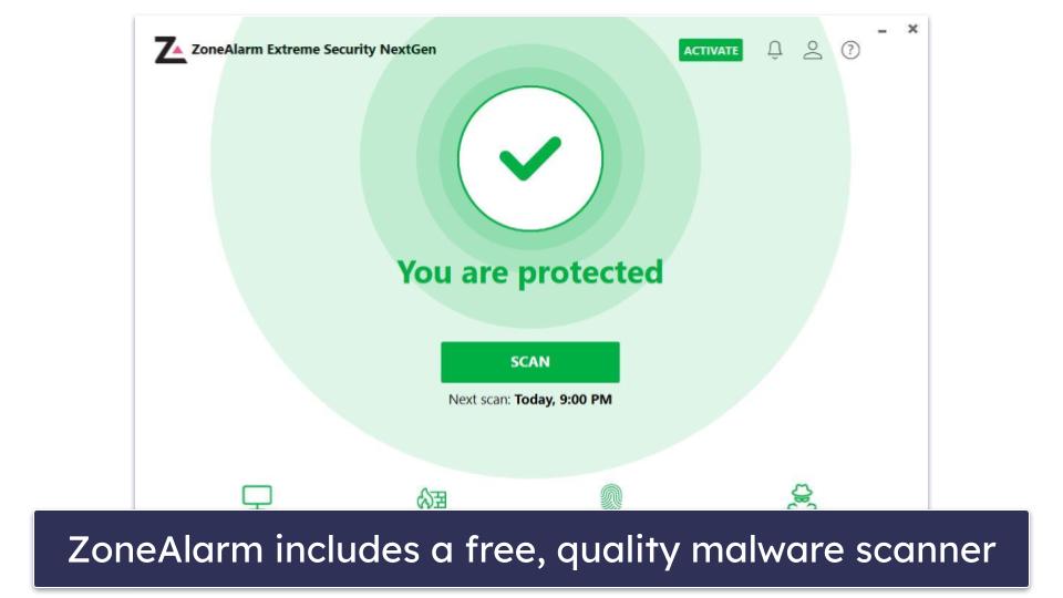 9. ZoneAlarm — Effective Malware Scanner With a Free Firewall